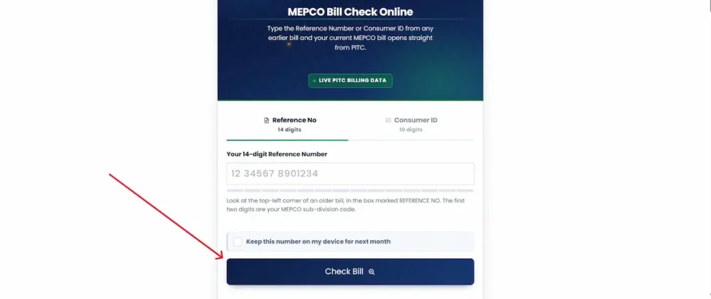 Press "Check Bill" to Open Official PITC Document